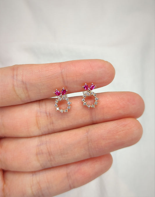 Mini rosa hjerte øredobber