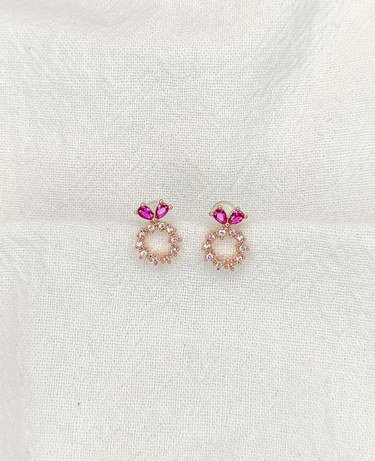 Mini rosa hjerte øredobber