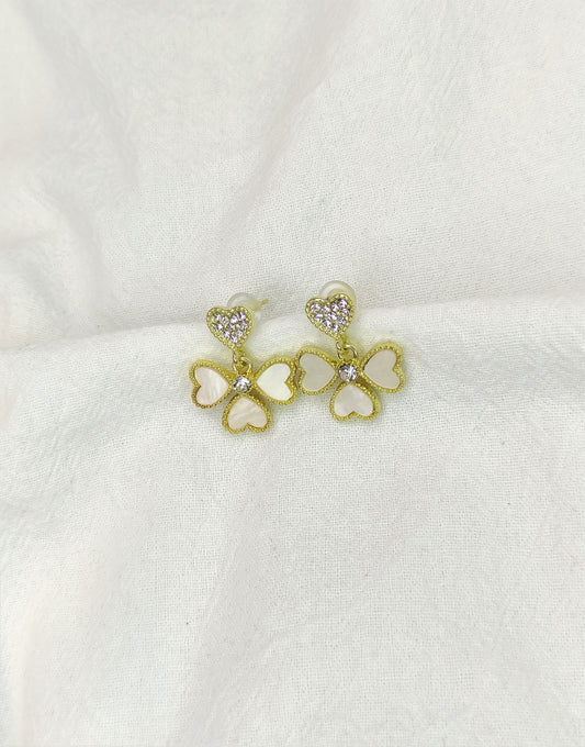 Firkløver øredobber i hjerteform