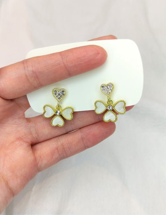 Firkløver øredobber i hjerteform