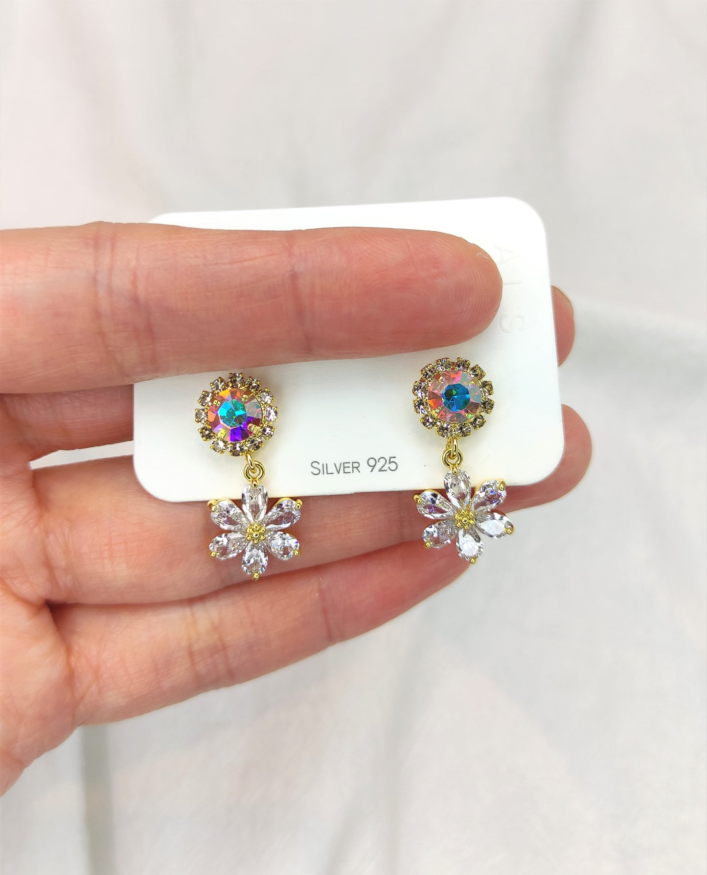 Øredobber med blomster og zirkonia