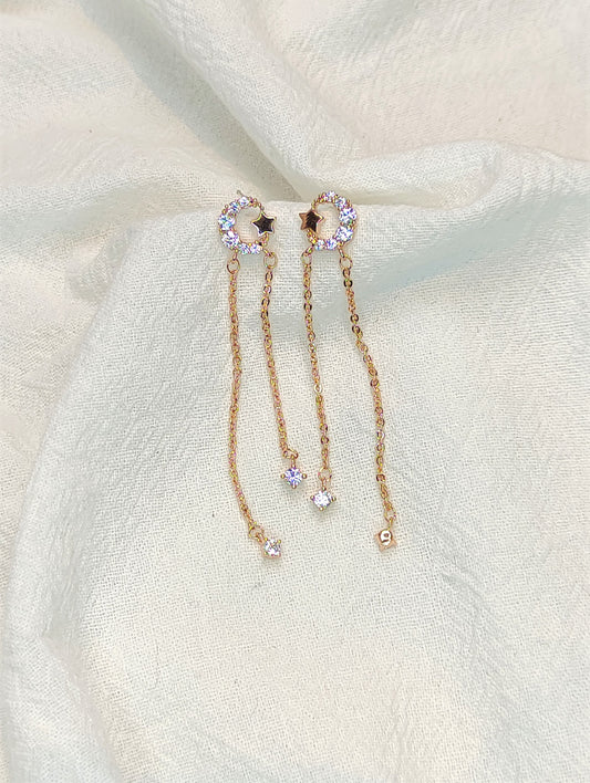 Star and Moon Drop Earrings
