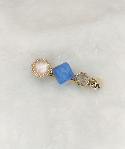 Rhombus og sirkel hårklips- Blå