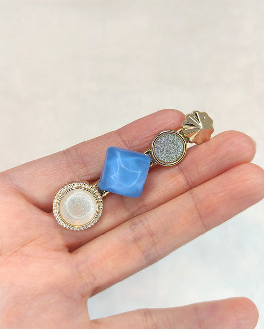 Rhombus og sirkel hårklips- Blå