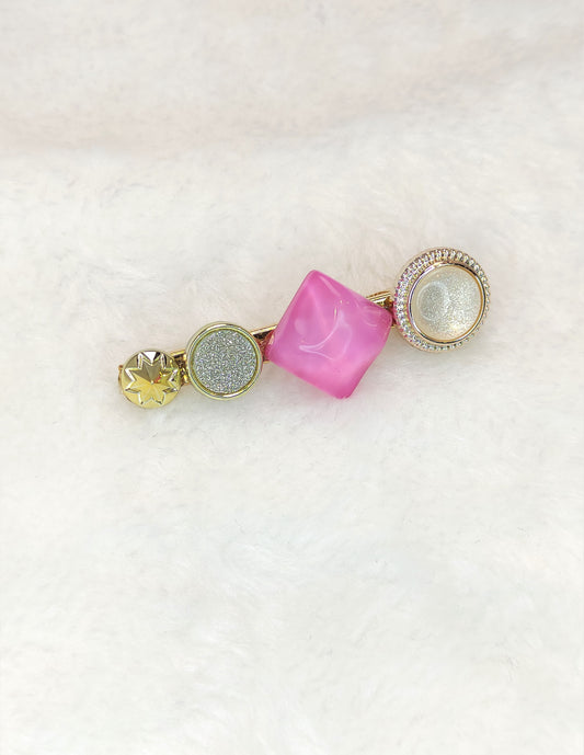 Rhombus og sirkel hårklips- Rosa