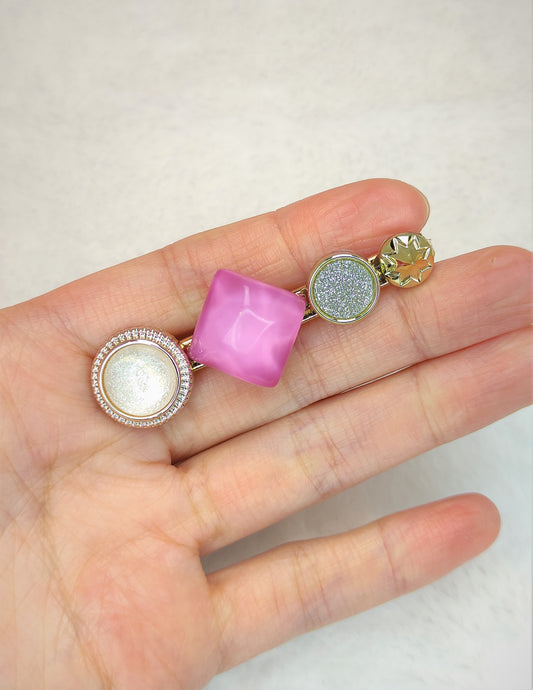 Rhombus og sirkel hårklips- Rosa