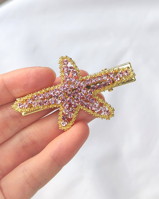 Hårspenner med zirkonia- Rosa