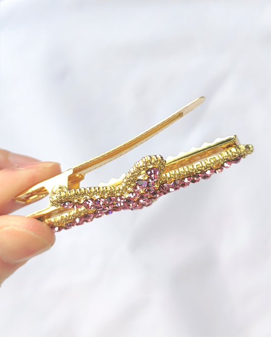 Hårspenner med zirkonia- Rosa