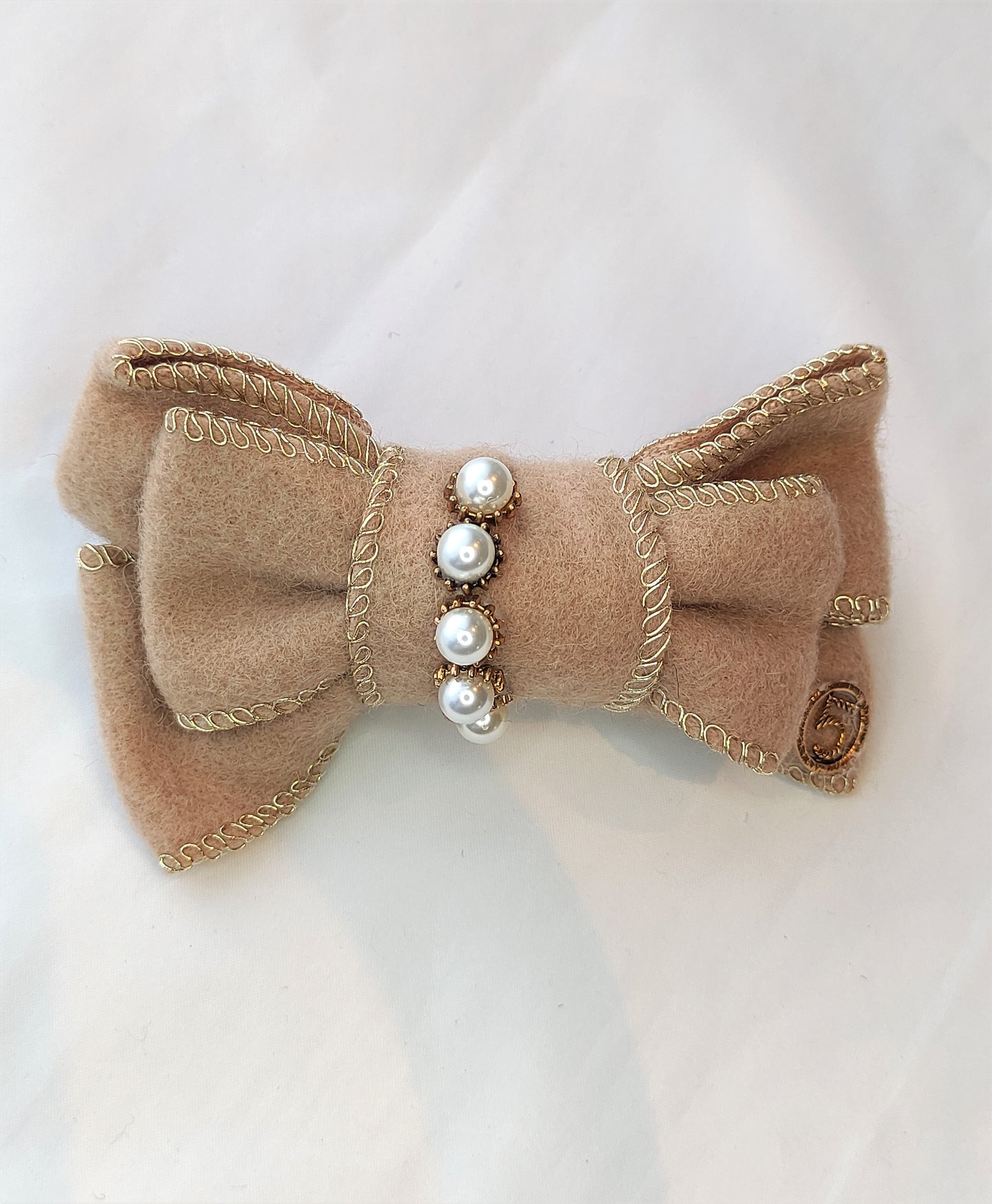 Hårspenner med sløyfe- Beige