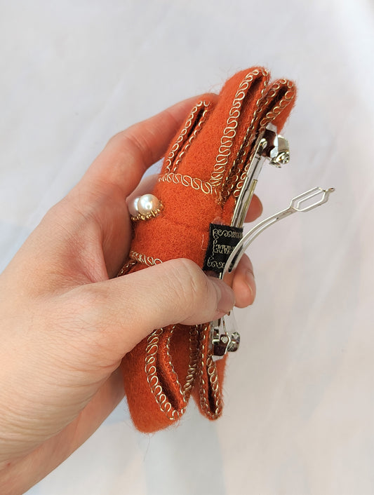 Hårspenner med sløyfe- Oransje