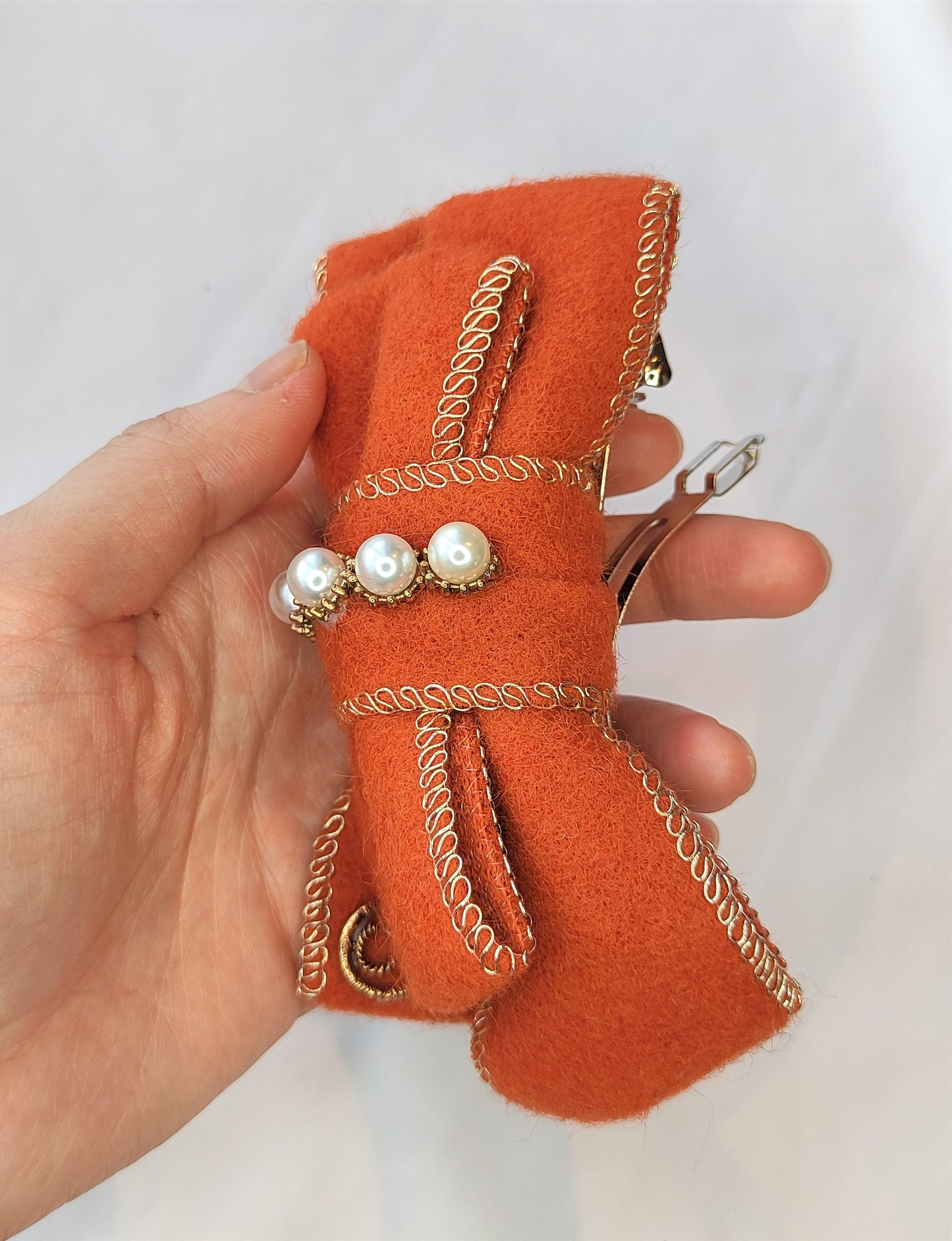 Hårspenner med sløyfe- Oransje