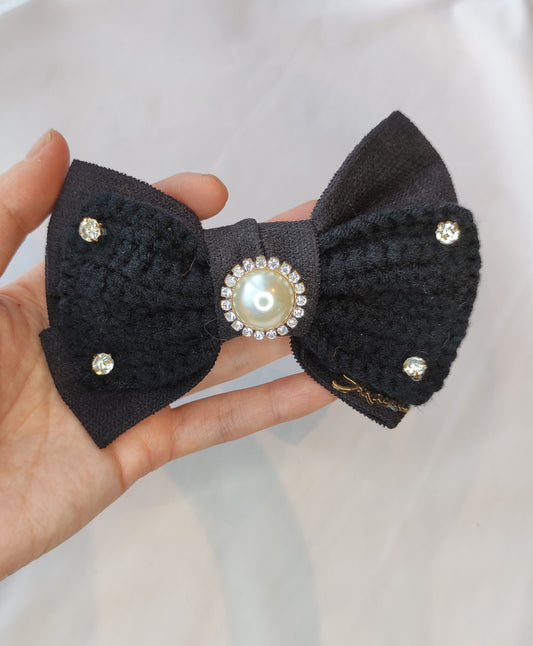 Hårspenner med sløyfe- Svart