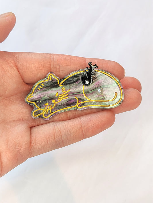 Hårspenner- mørklilla katt