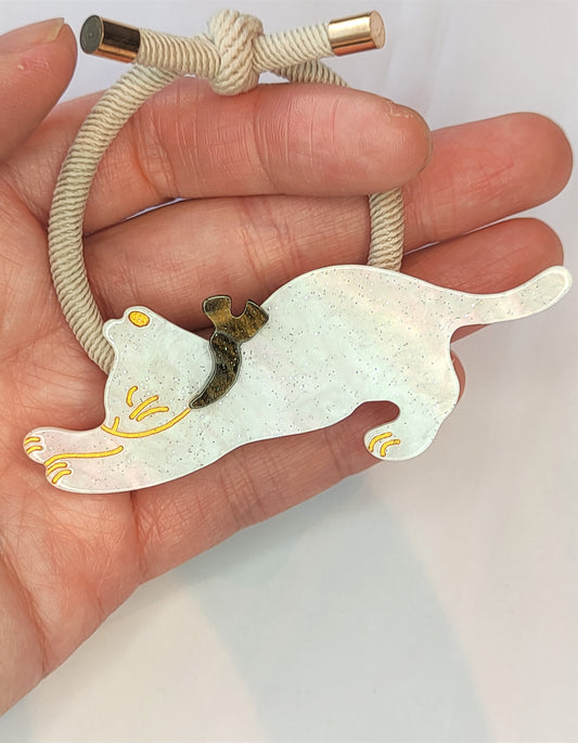 Katt Hårstrikker- Hvit