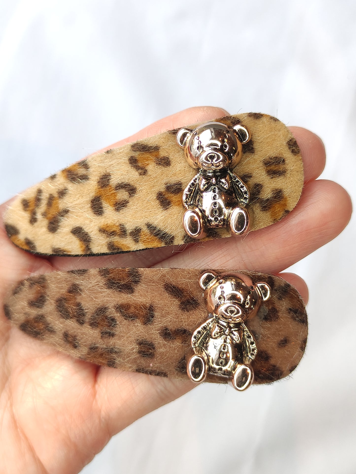 2 stk Hårspenner med bamse(sett)- melert mønster