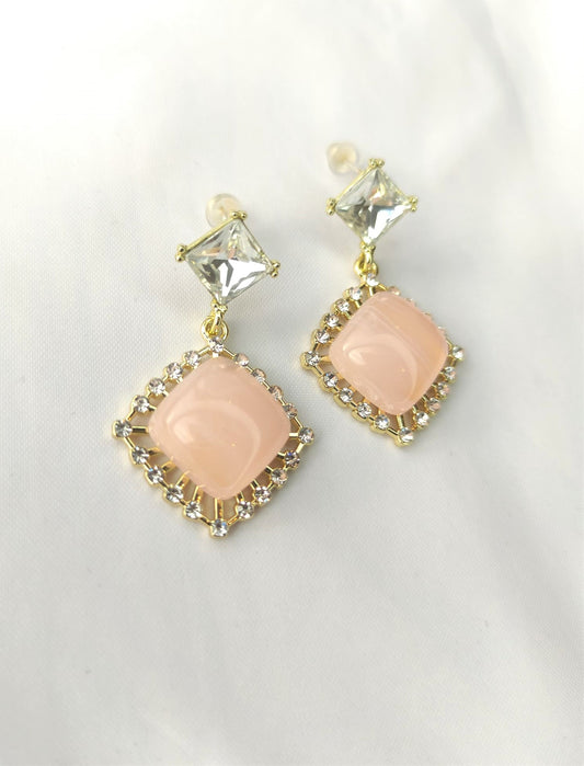 Rosa øredobber med zirkonia