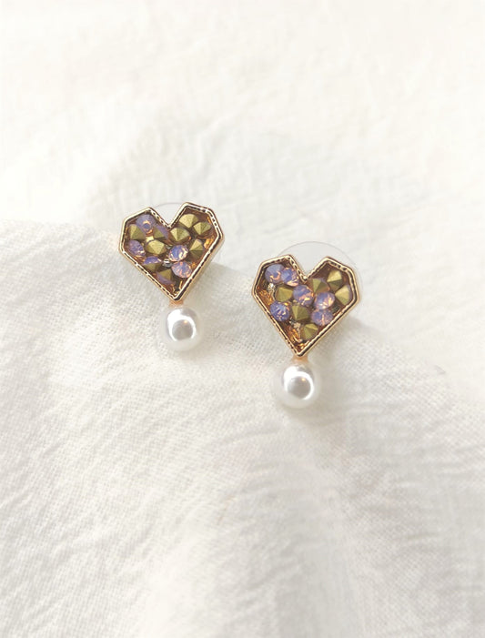 Fargerike hjerte øredobber med perler