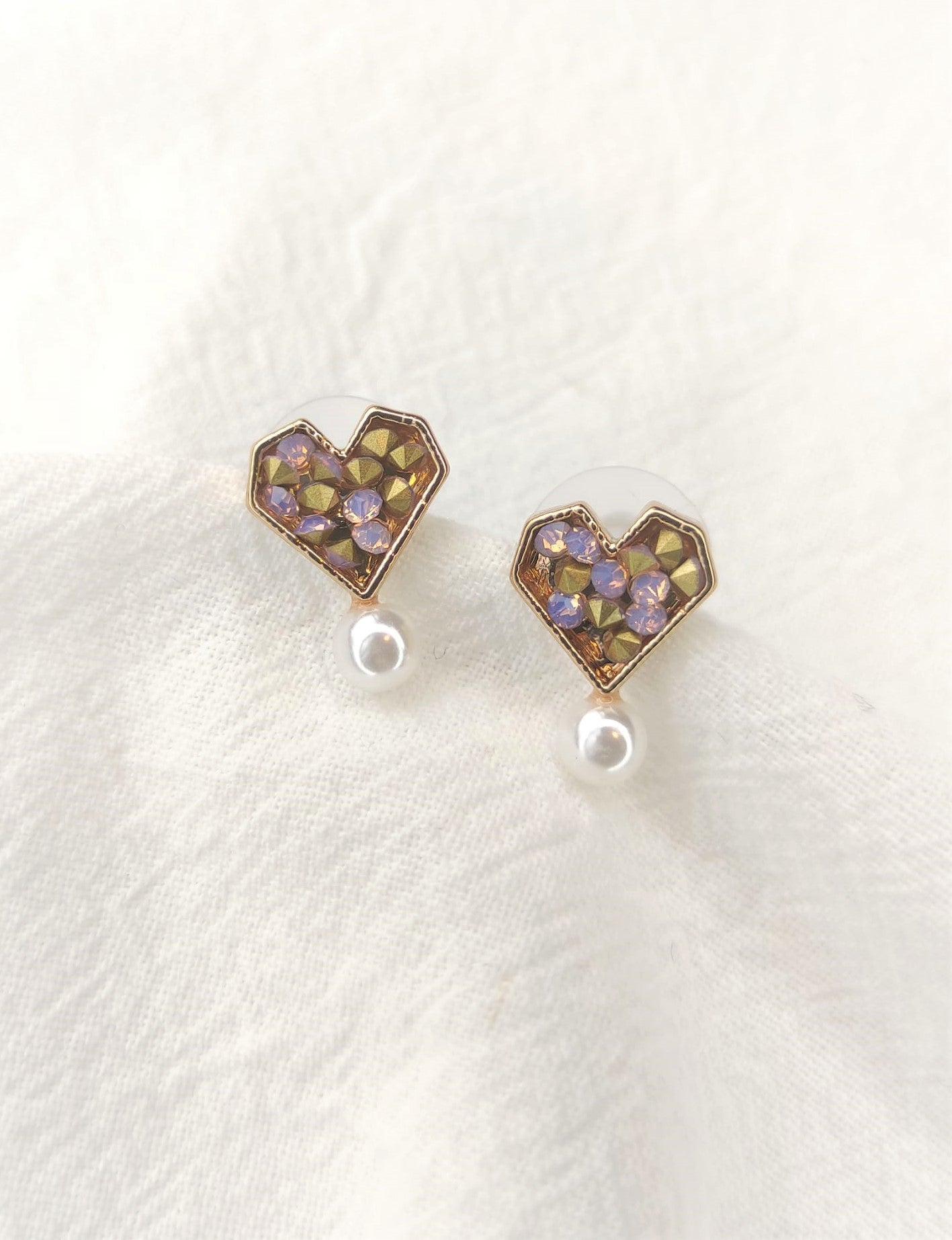 Fargerike hjerte øredobber med perler