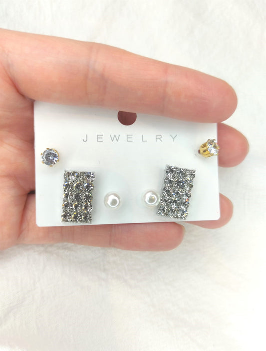 6-delers sett med rektangel øredobber