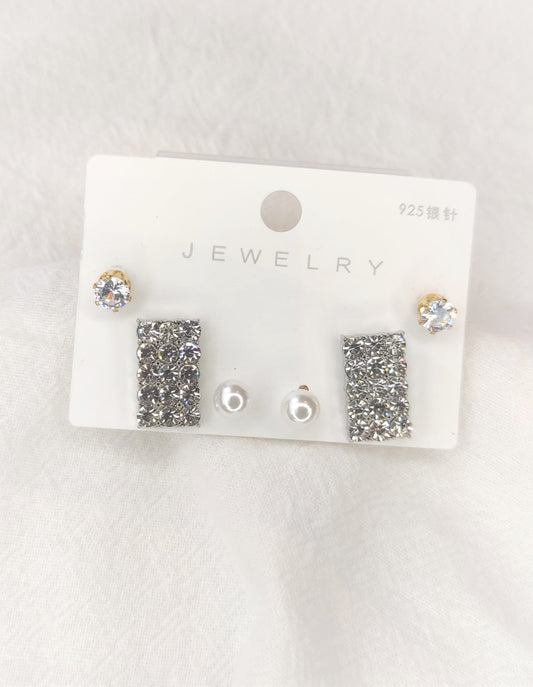 6-delers sett med rektangel øredobber