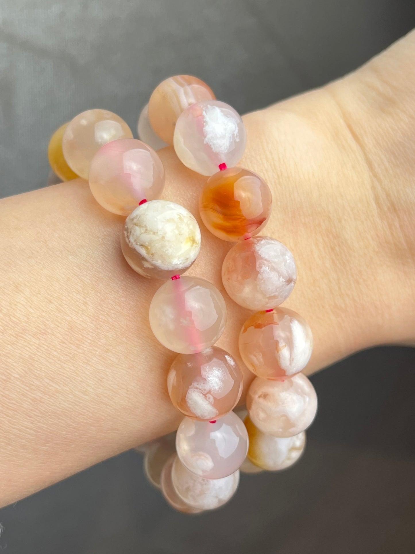 Blomster Agat armbånd 12+