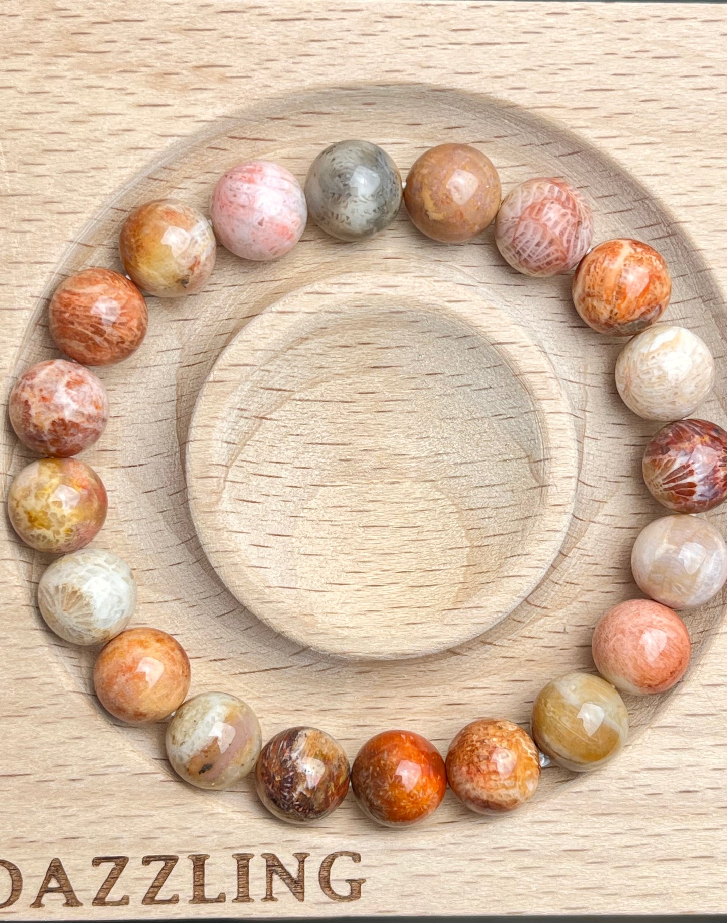 Agatisert Korall armbånd 10mm+