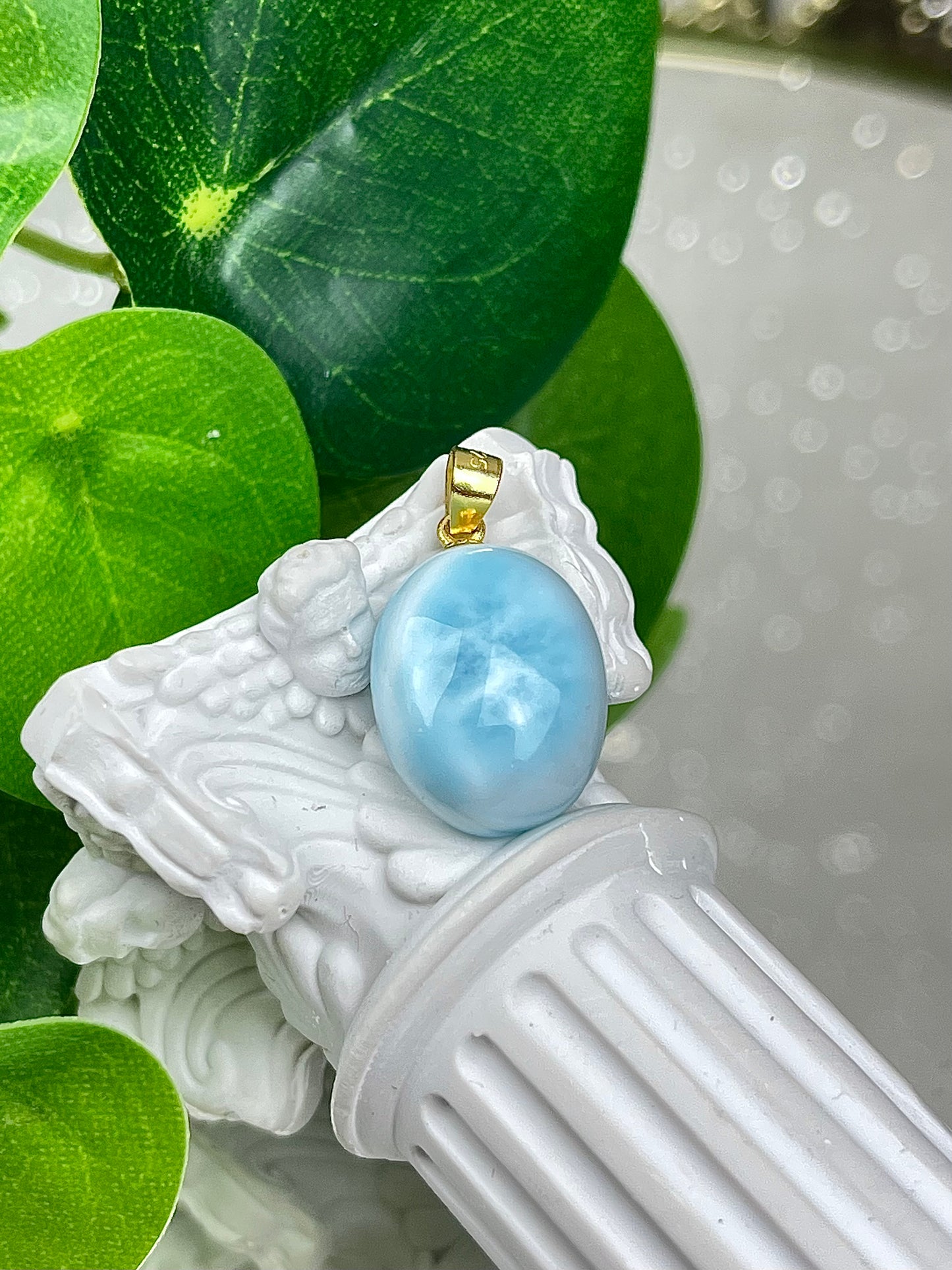 Larimar anheng i 925 sterling sølv