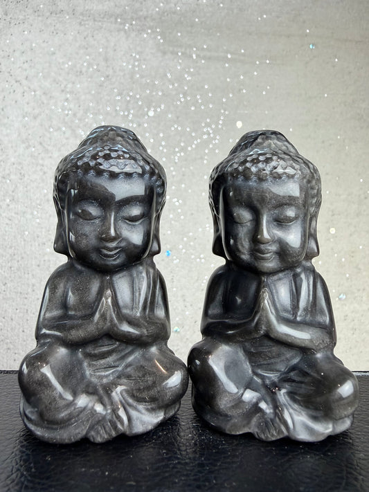 Sølv Obsidian Buddha