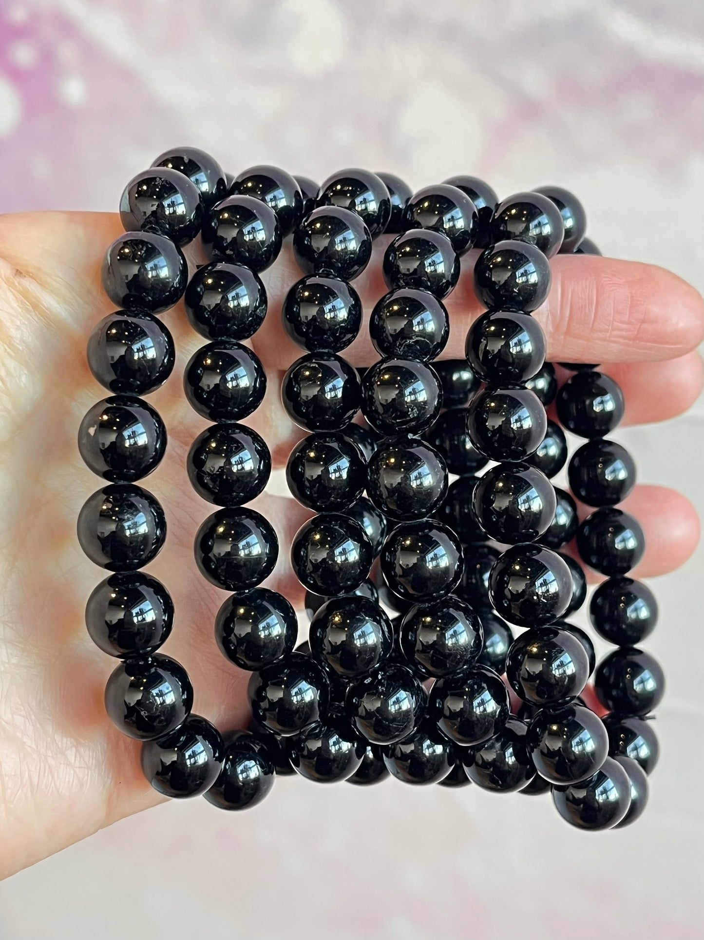 Svart Turmalin armbånd 10mm+