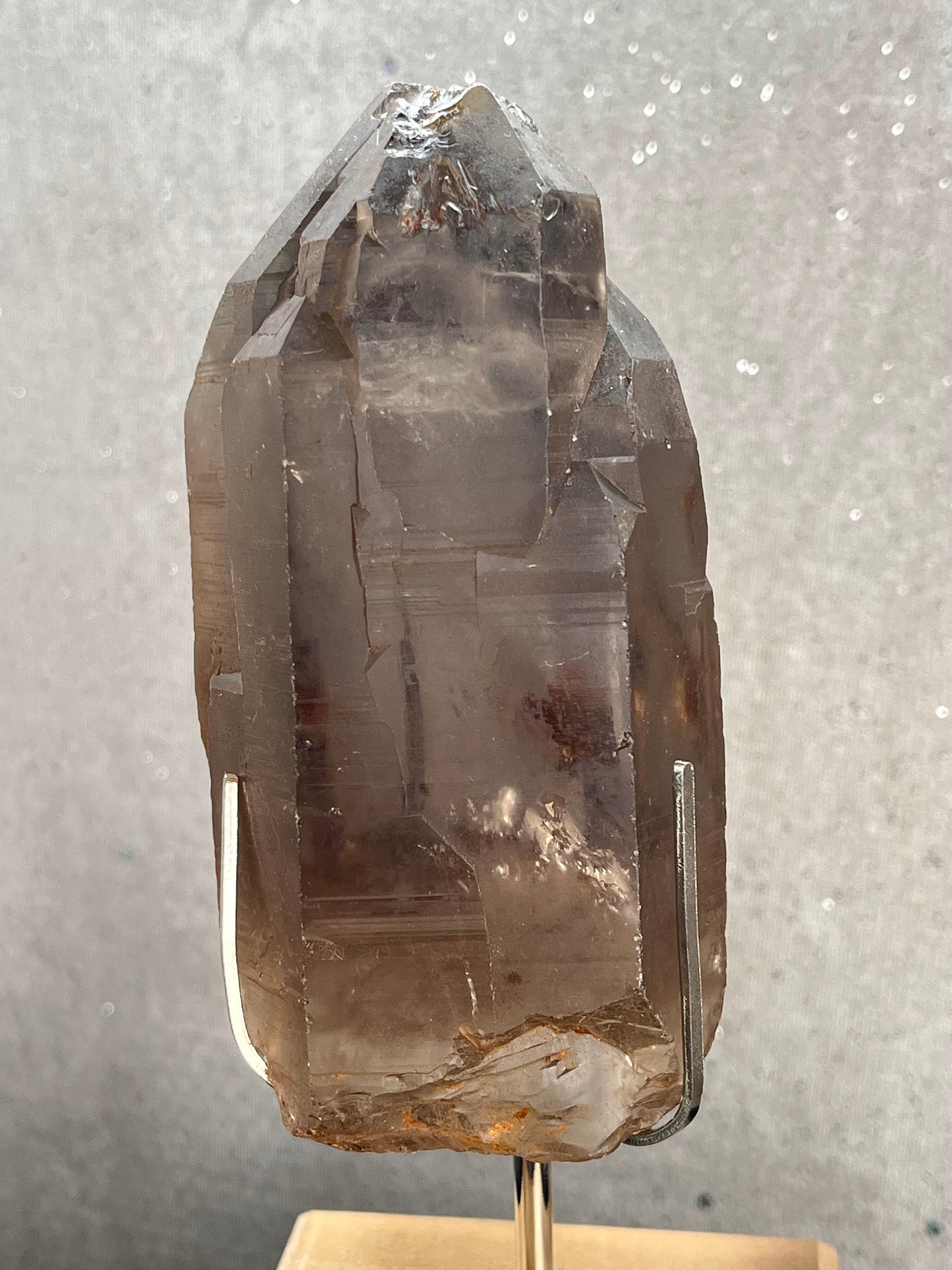 Natural elestial smoky quartz with skeletal structure
