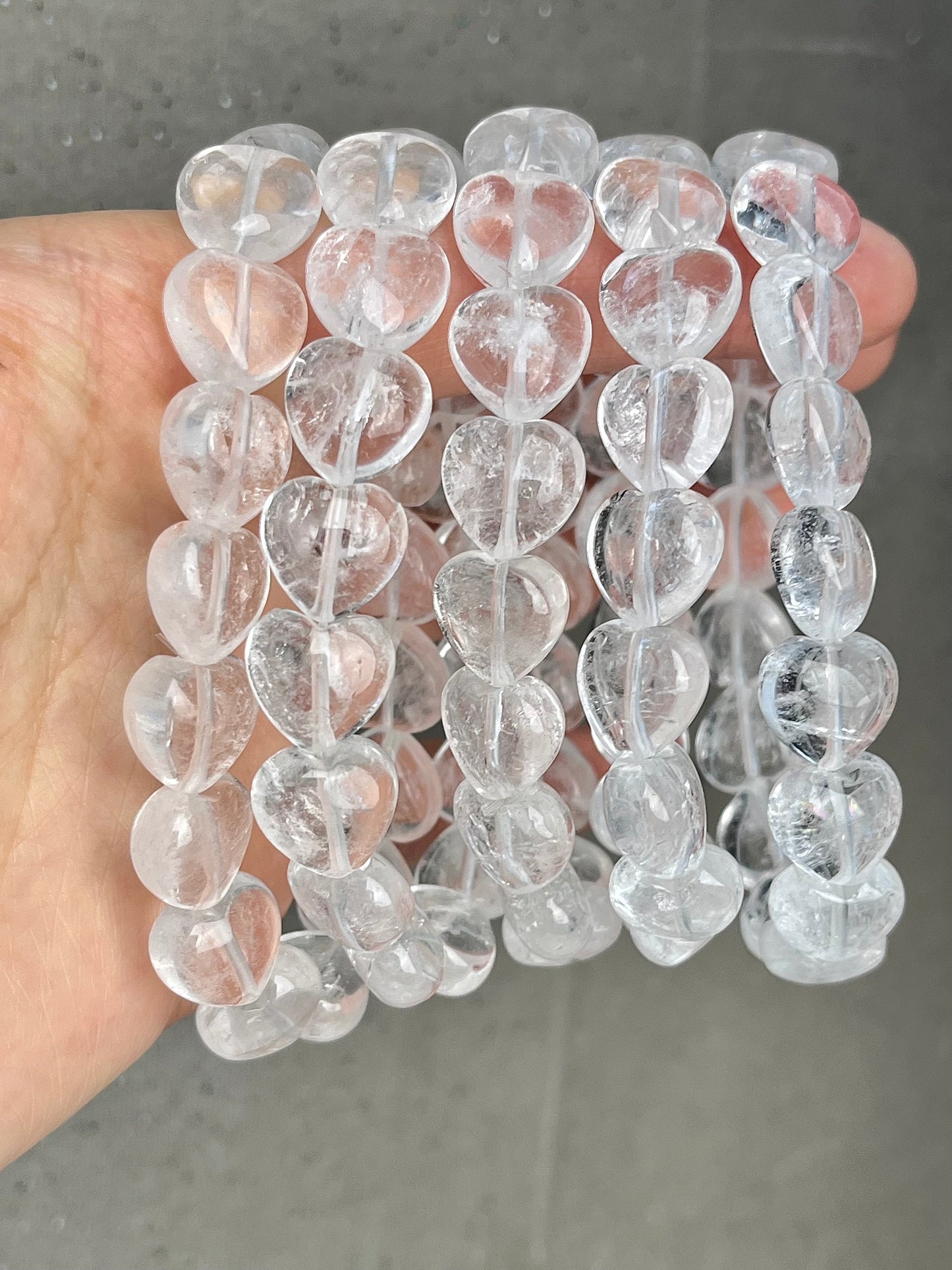 Rock Crystal Clear Quartz Heart Bracelet 12mm+