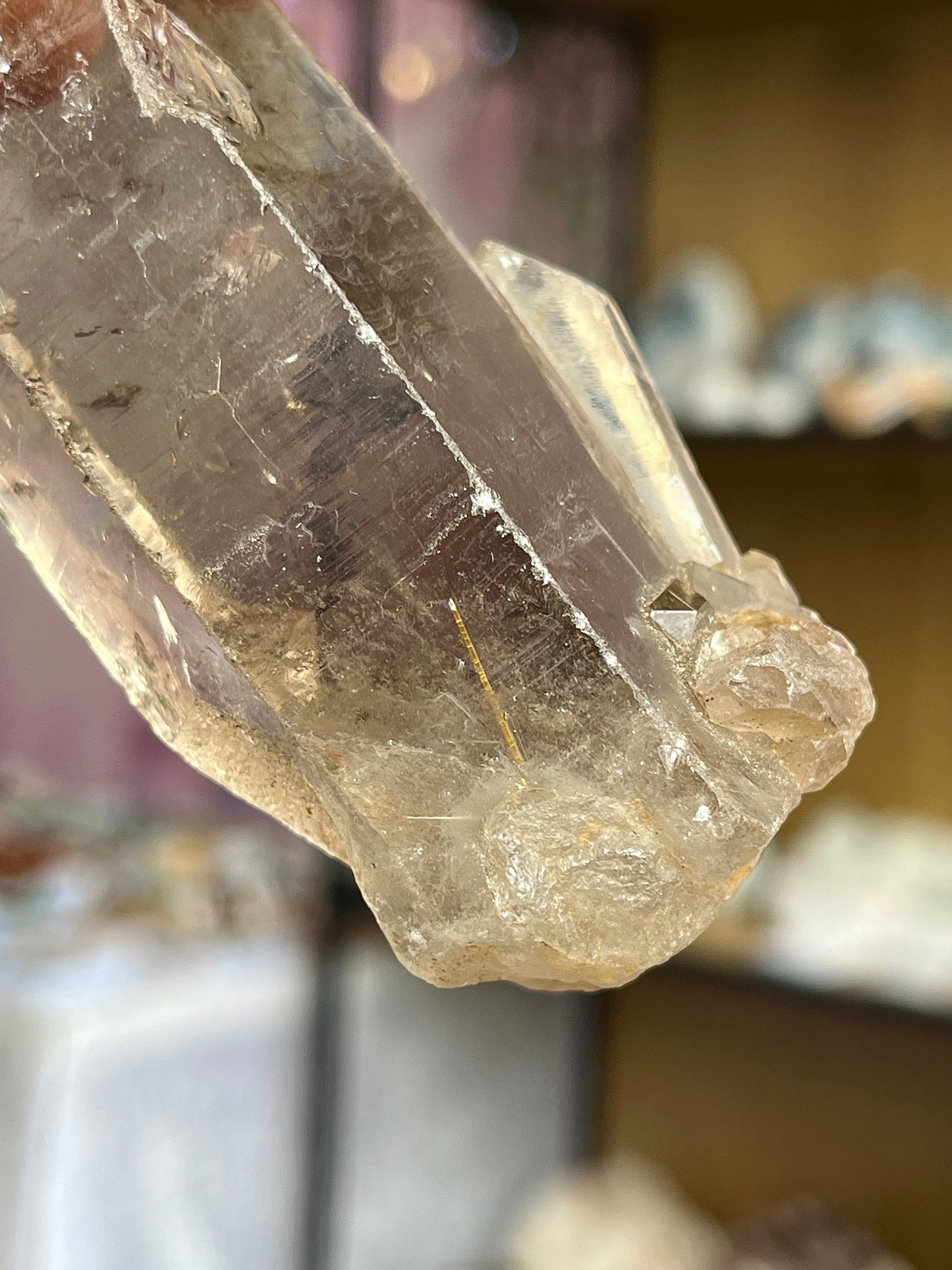 Natural Smoky Quartz Point with Rutile from Brazil