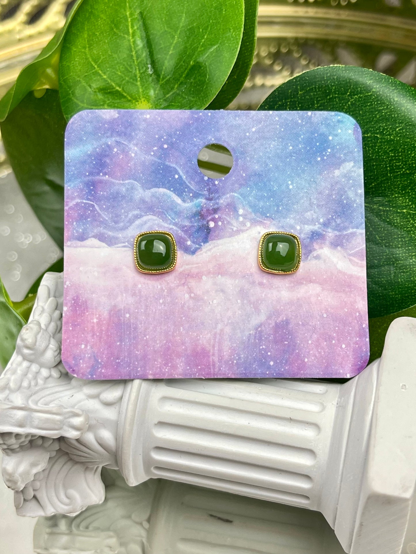 Øredobber med Jade i 925 sterling sølv