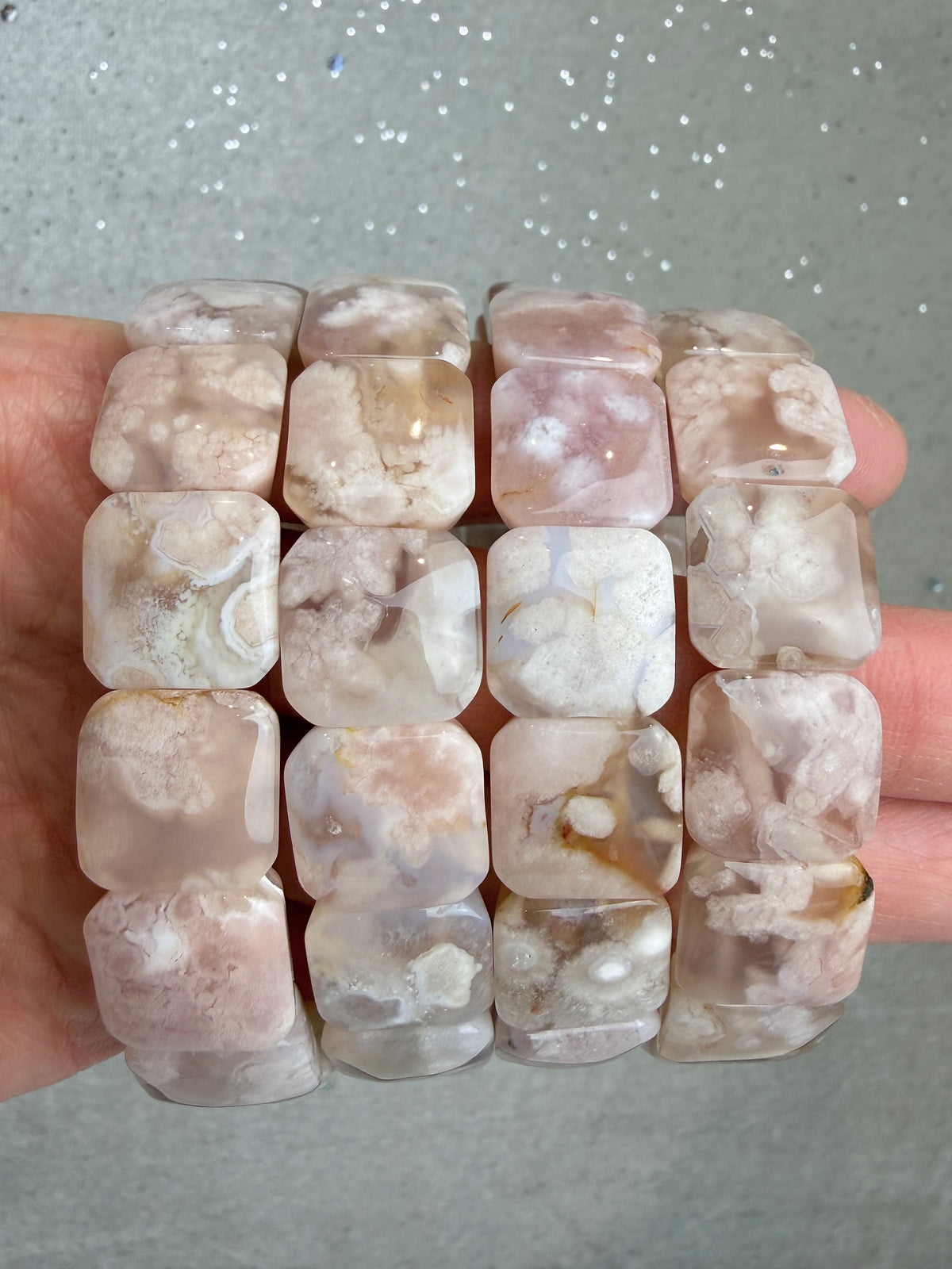 Flower Agate Bracelet 13-14mm+