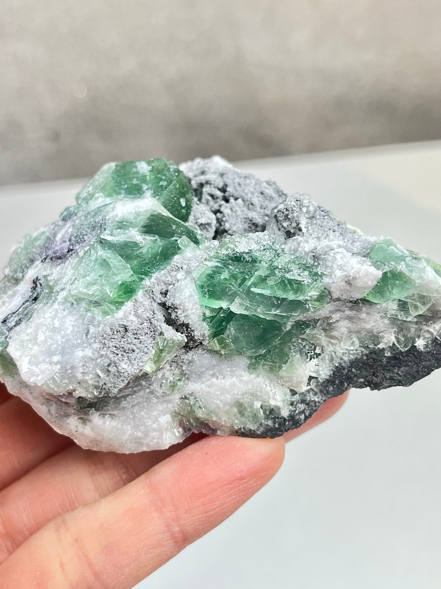 Grønn Fluorit med kvarts