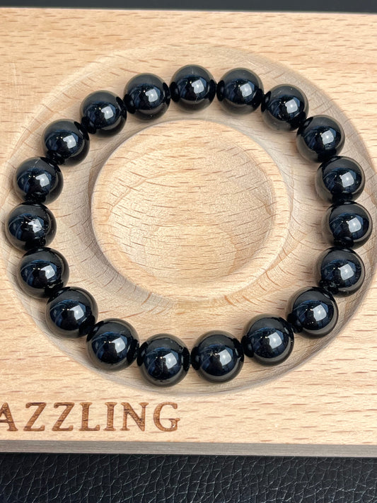 Svart Turmalin armbånd 10mm+