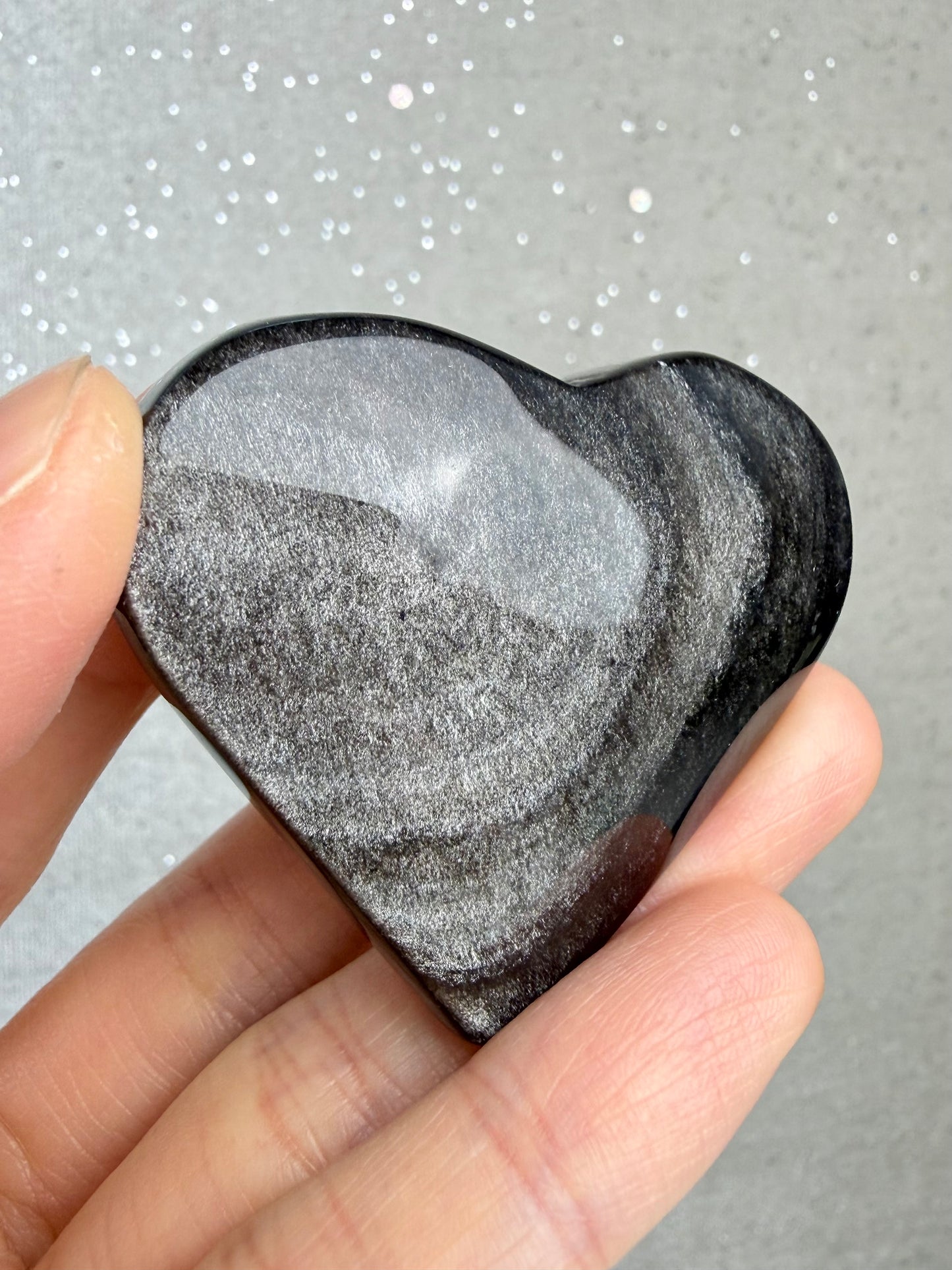 Sølv Obsidian Hjerte