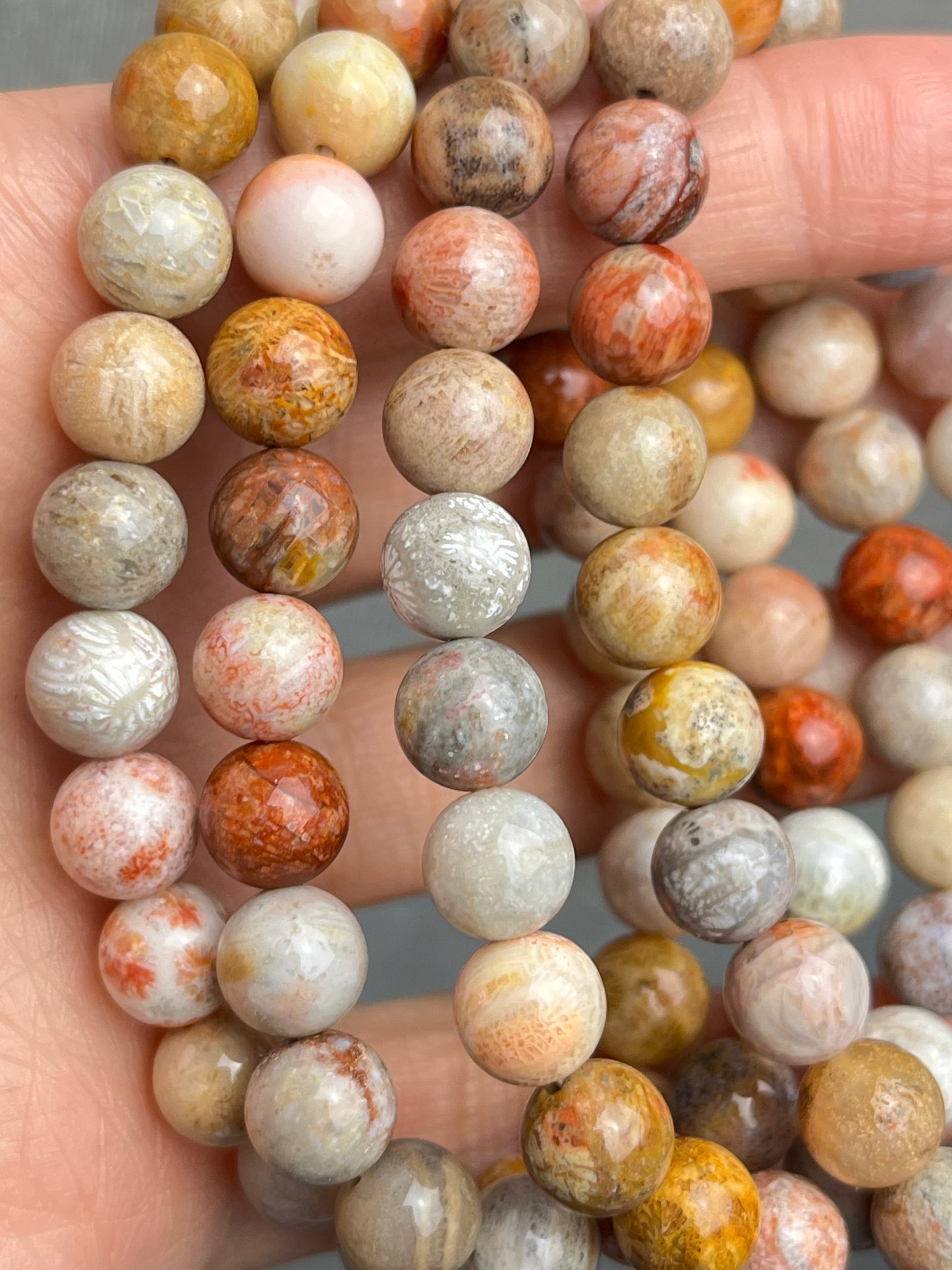 Agatisert Korall armbånd 8mm+