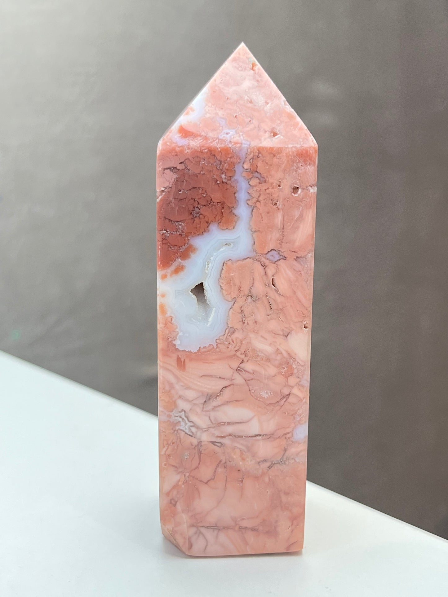 Rosa Agat tårn (Cotton Candy Agate)