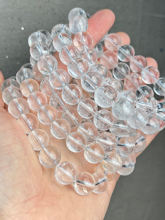 Bergkrystall klar kvarts armbånd 10-11mm+