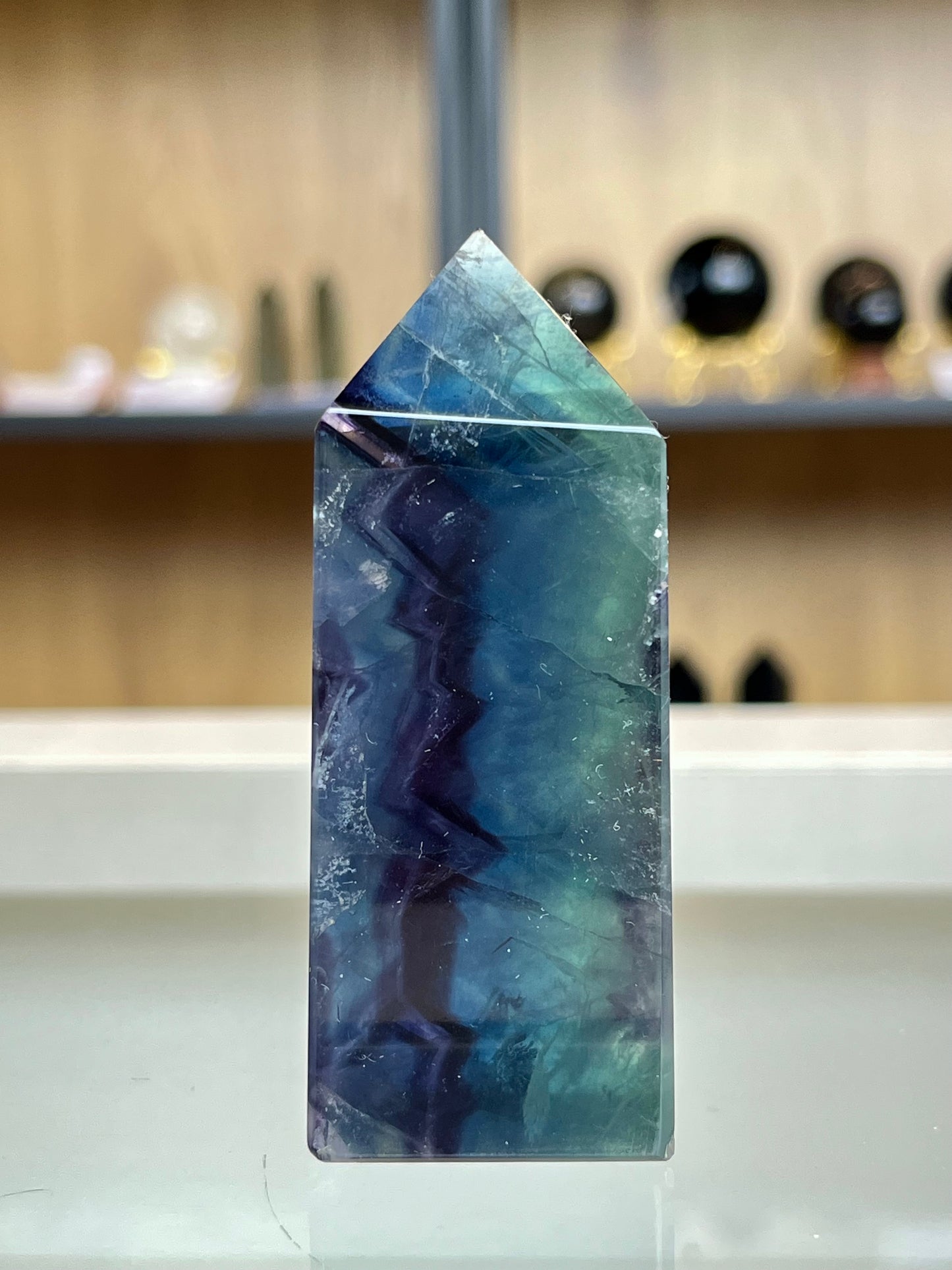 Rainbow fluorite tower