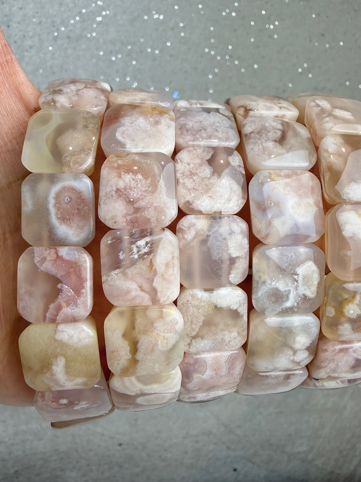 Flower Agate Bracelet 13-14mm+