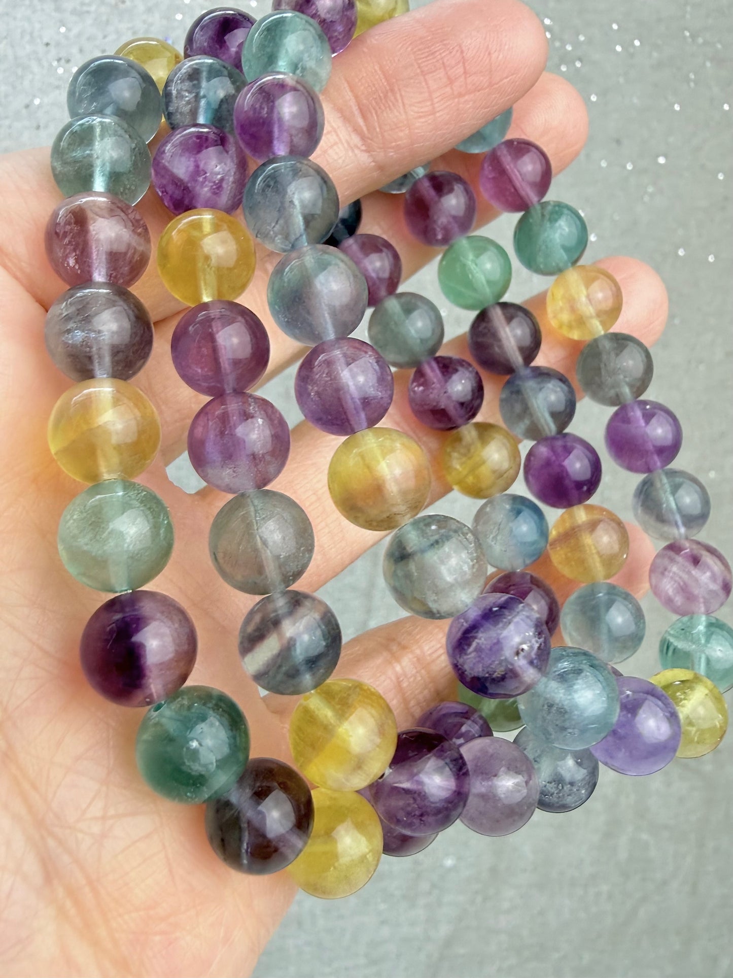 Regnbue Fluoritt armbånd 8mm+