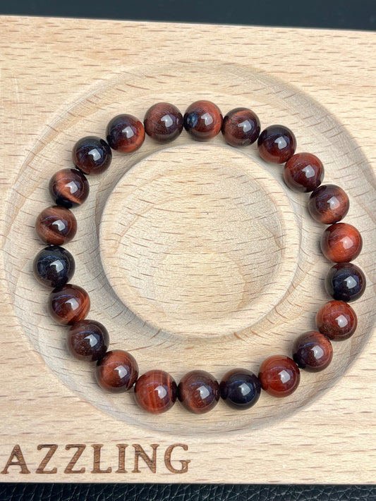 Rød Tigerøye (Okseøye) armbånd 8mm+