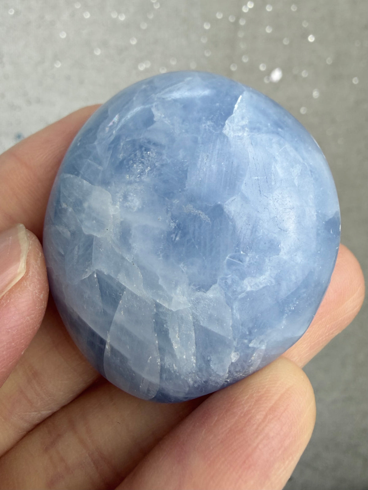 Blue Calcite Hand Stone