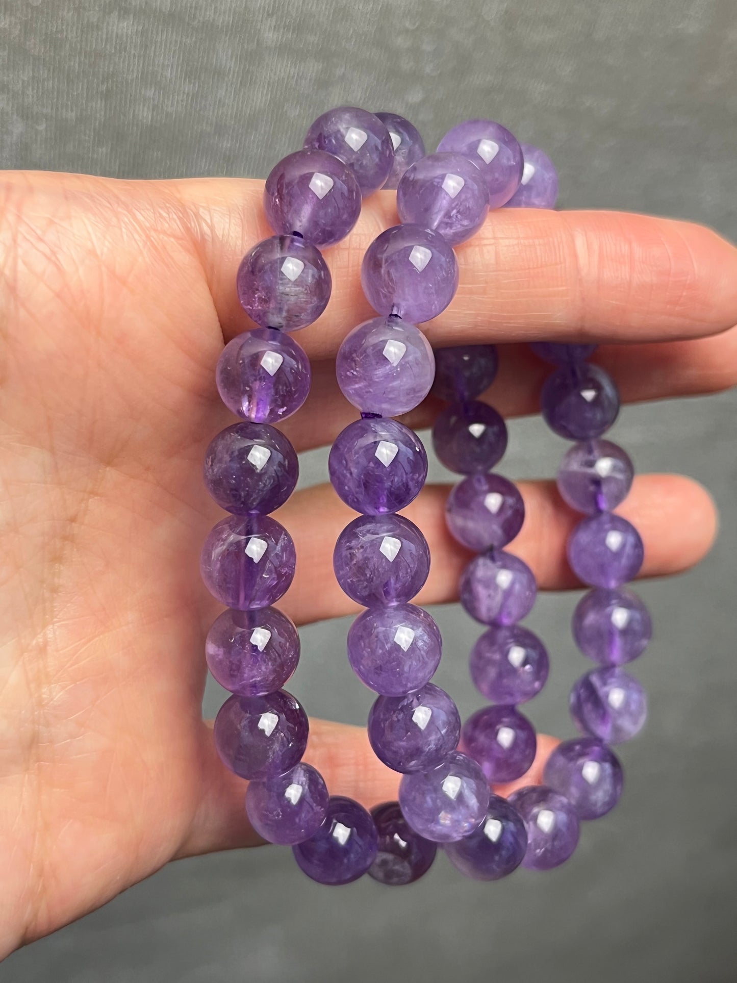 Ametyst armbånd 9-10mm+