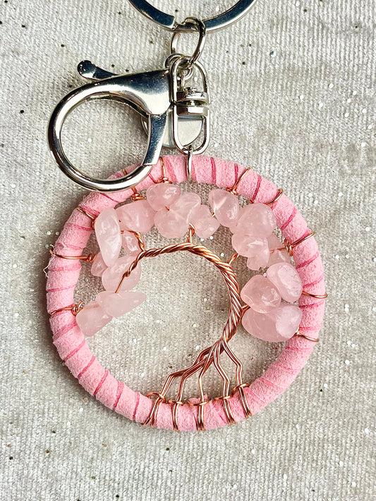 Rosenkvarts Nøkkelring