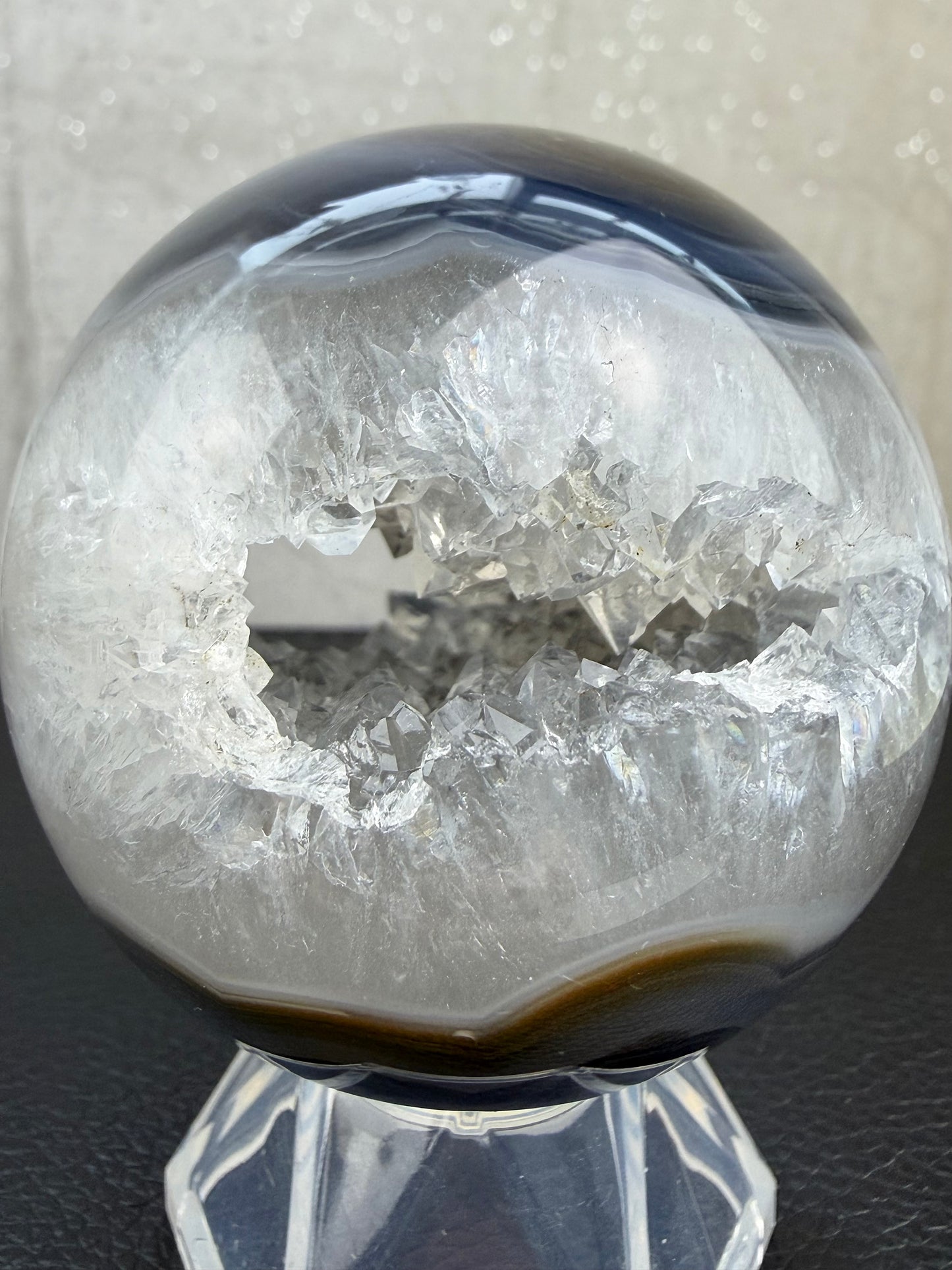 Agat geode kule med druzykvarts