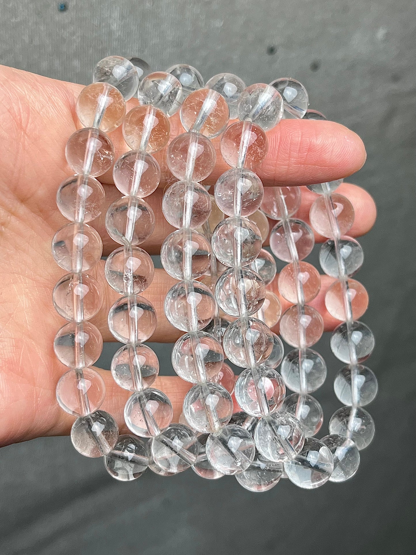 Bergkrystall klar kvarts armbånd 9-10mm+