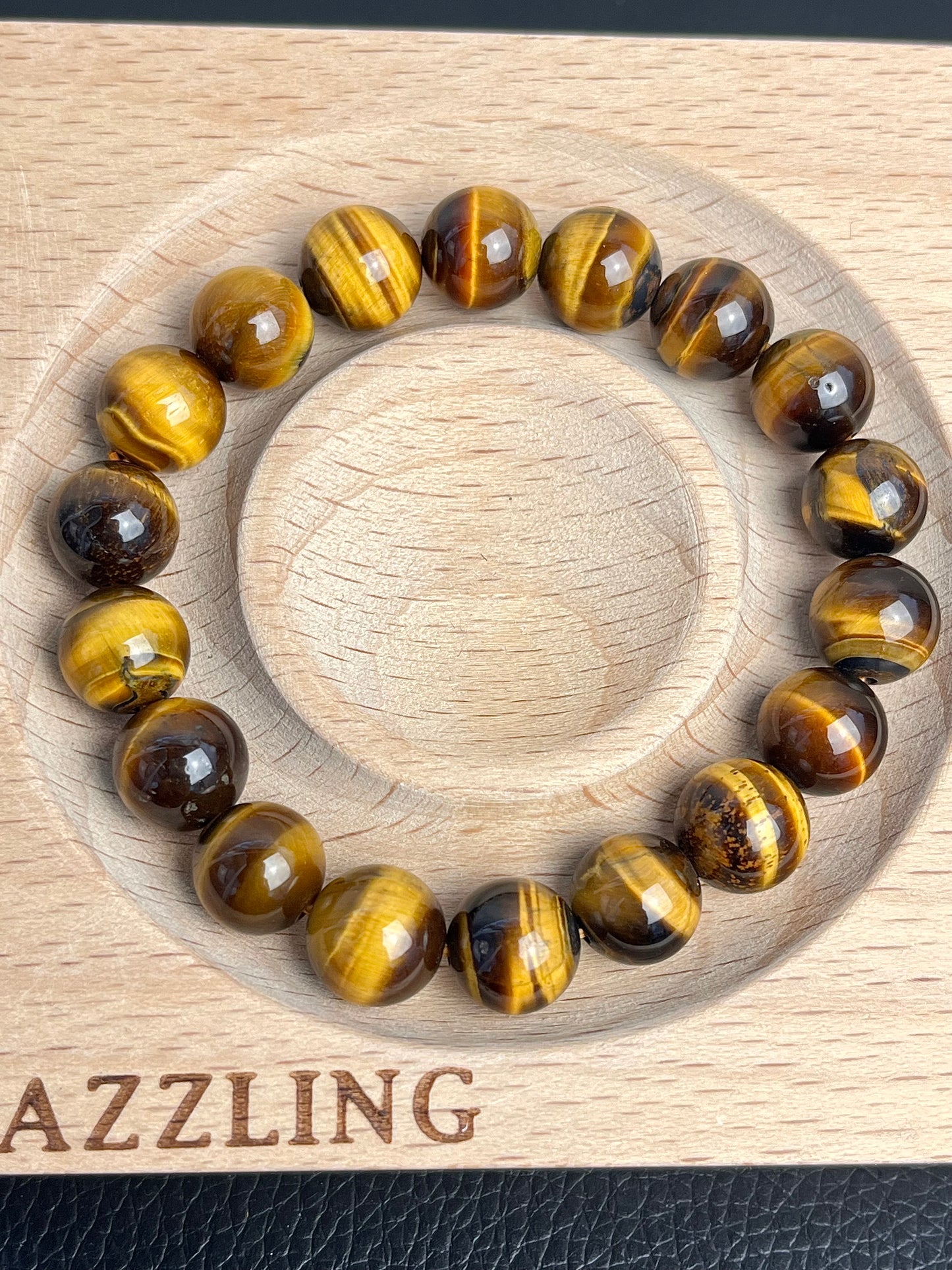 Tigerøye armbånd 9-10mm+